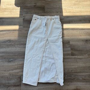 Lioness White Denim Midi Skirt Size S